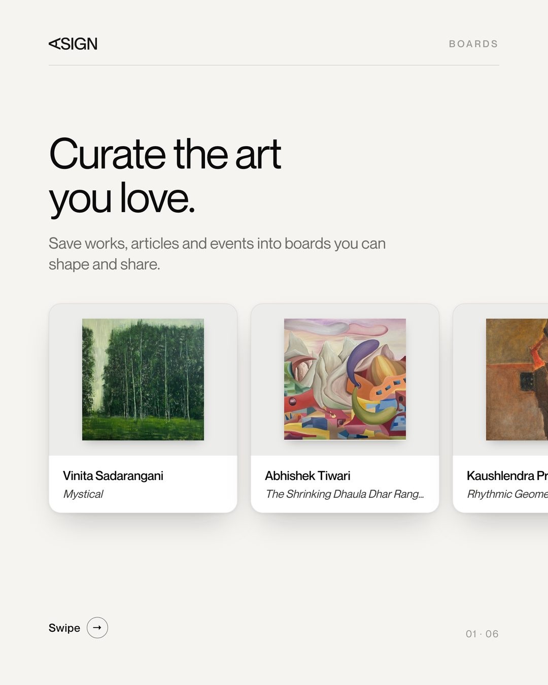 Asign Boards Instagram post: curate the art you love