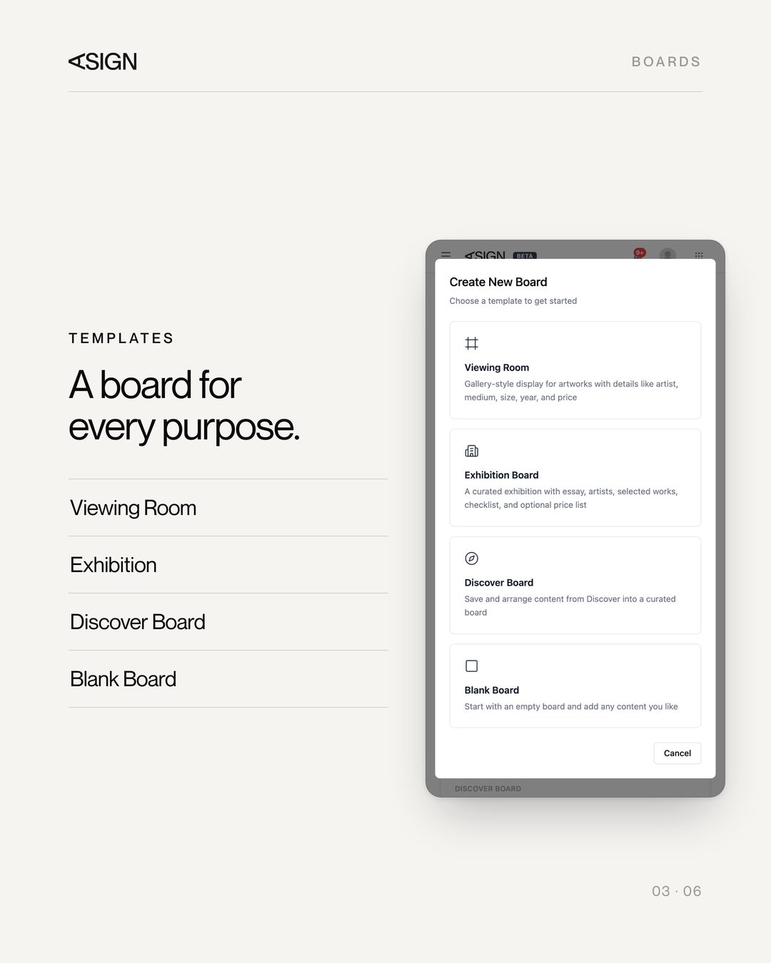 Asign Boards Instagram post showing board templates