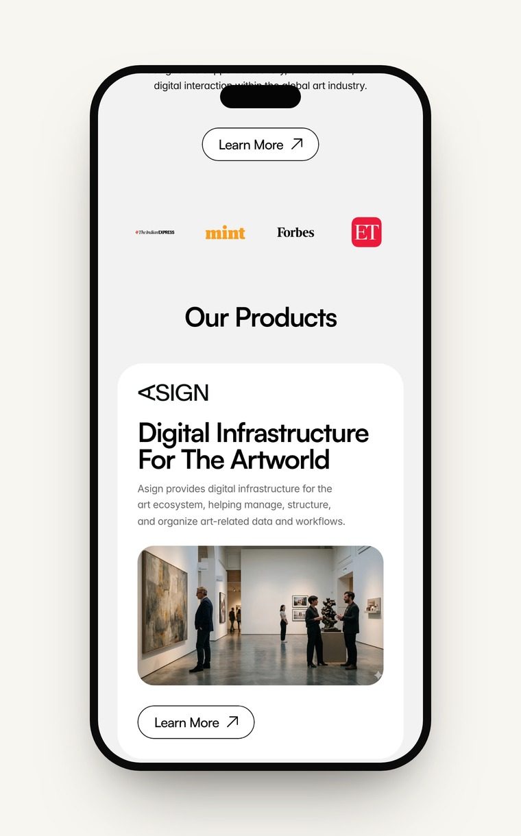 Democrart Technologies website on a phone