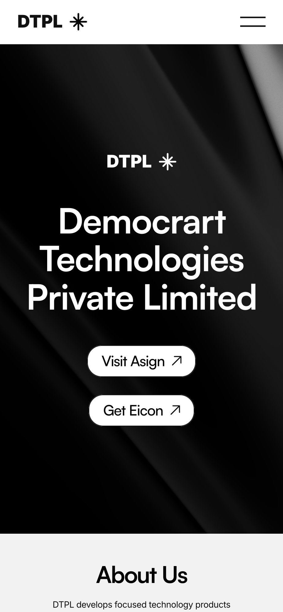 Democrart Technologies website homepage on mobile