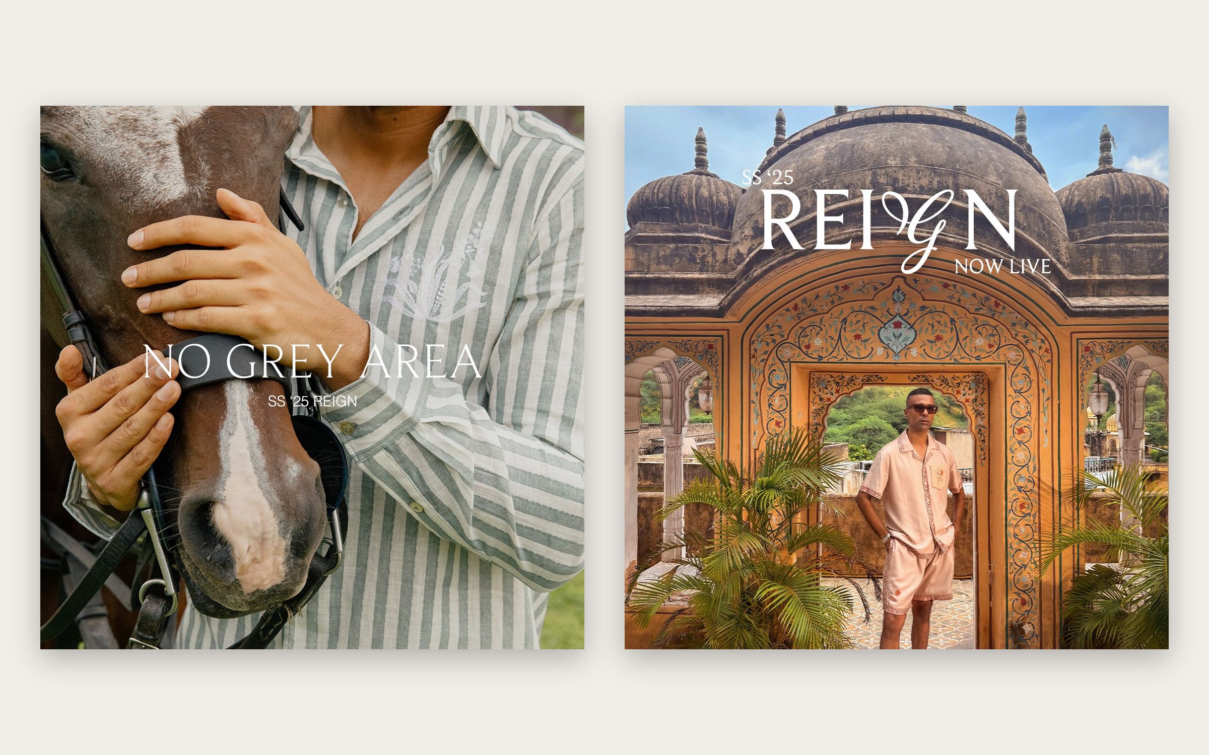 Two No Grey Area campaign ads side by side