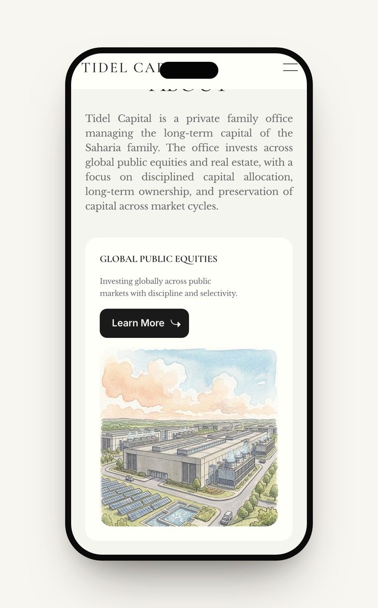 Tidel Capital website on a phone