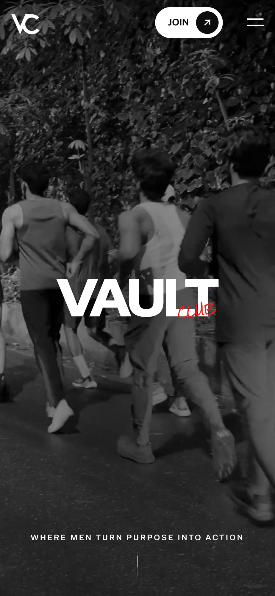 Vault Club website homepage on mobile